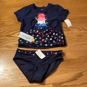 Cat & Jack Navy Bikini and swim shirt girls 7/8